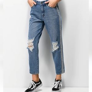 Empyre Eileen Mom Jeans w/ Black& White Checkered Detail Size 5